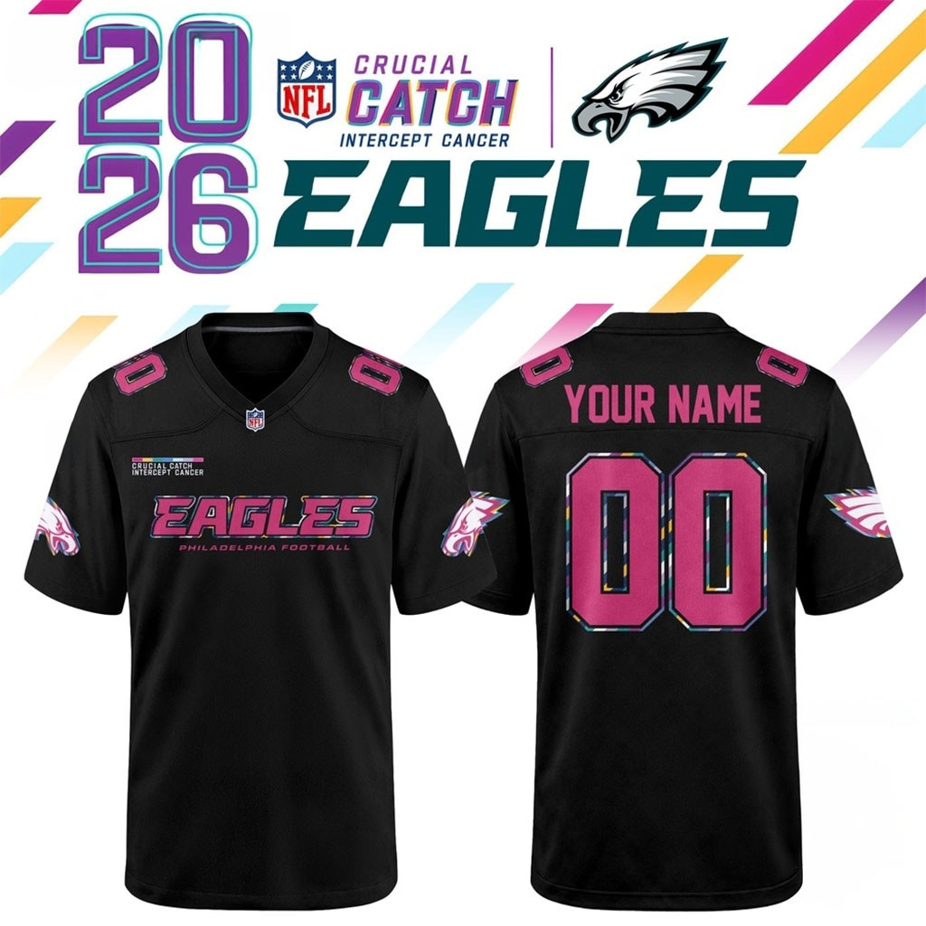 Custom Philadelphia Eagles NFL Crucial Catch 2026 Black Football Jersey Eagles Merch Him Gifts Custom Philadelphia Eagles NFL Crucial Catch 2026 Black Football Jersey Eagles Merch Him Gifts