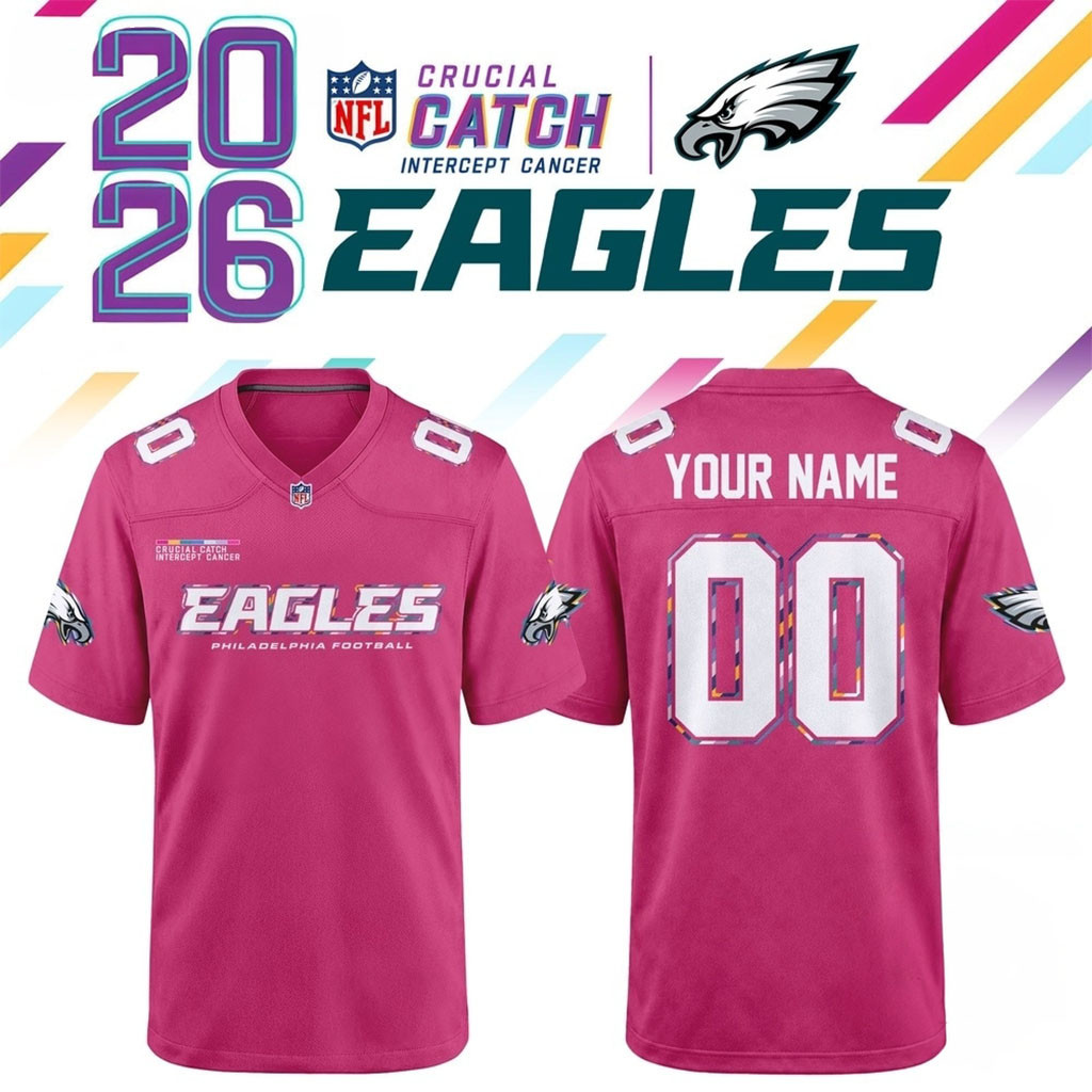 Custom Philadelphia Eagles NFL Crucial Catch 2026 Pink Football Jersey Eagles Merch BFF Gifts Custom Philadelphia Eagles NFL Crucial Catch 2026 Pink Football Jersey Eagles Merch BFF Gifts