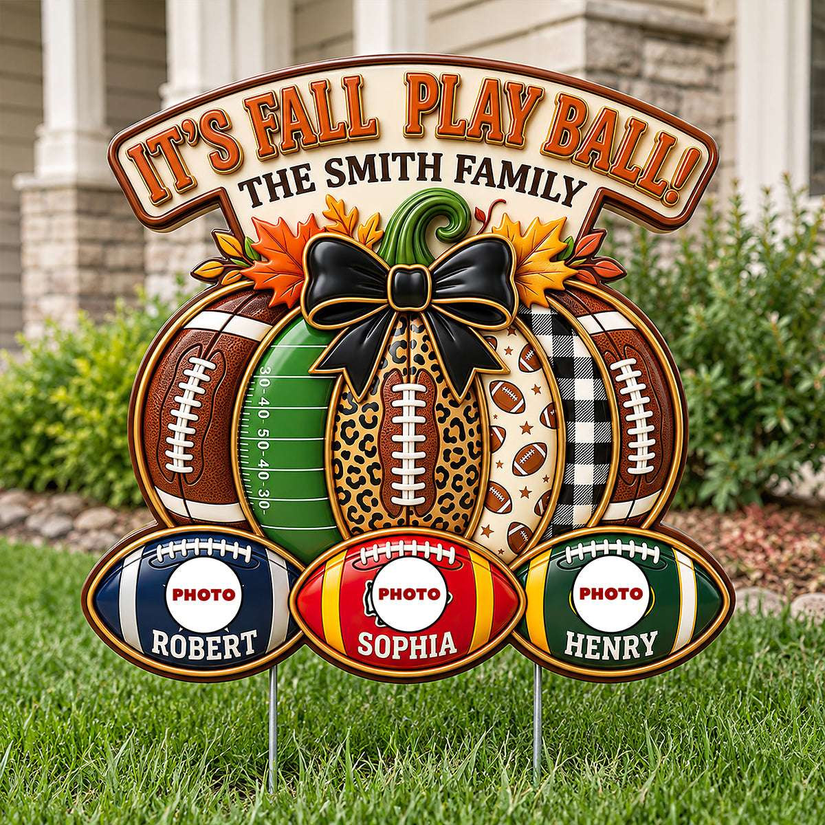 Custom Photo It's Fall Play Ball Yard Sign Sport Lovers Garden Decor Gifts For Halloween Custom Photo It's Fall Play Ball Yard Sign Sport Lovers Garden Decor Gifts For Halloween