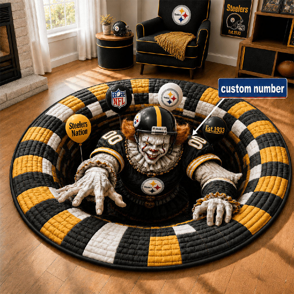 Custom Pittsburgh Steelers X Michael Myers 2026 Halloween Quilted Round Mat Steelers Merch