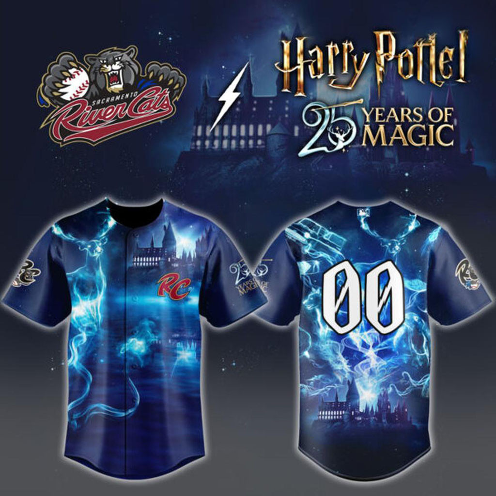 Custom Sacramento River Cats X Harry Potter Night 25 Years of Magic Baseball Jersey Fan Merch