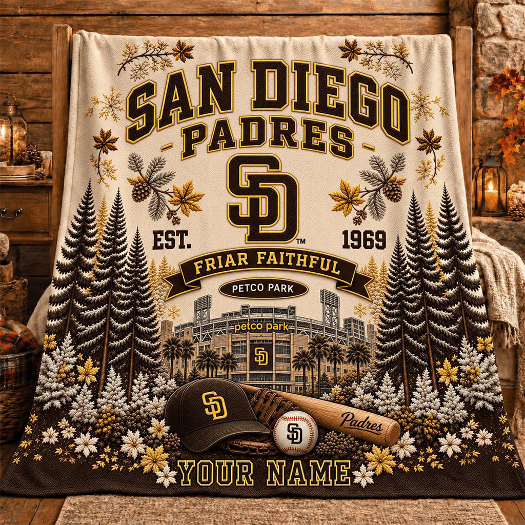 Custom San Diego Padres Friar FaithFul New Christmas Blanket Padres Merch Gifts For Baseball Fans