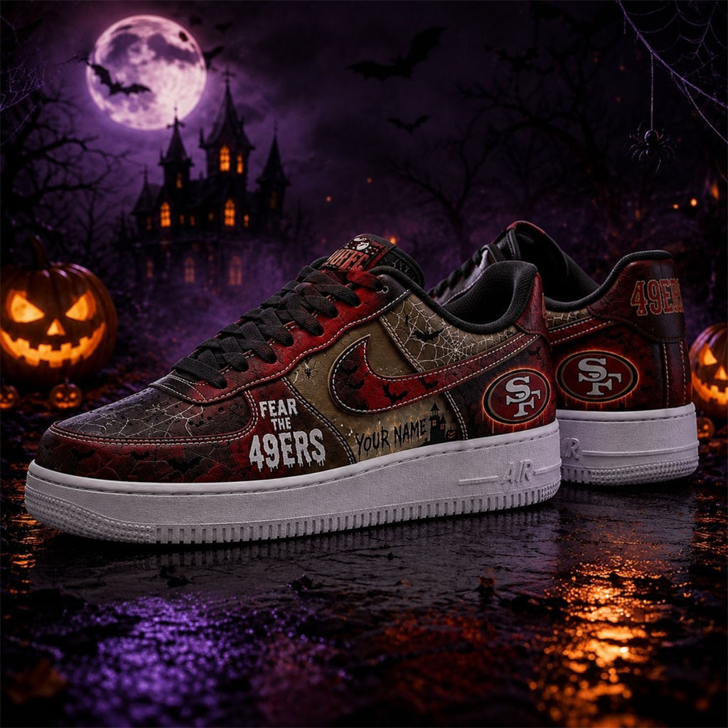 Custom San Francisco 49ers Fear The Team Halloween Sneakers 49ers Merch Halloween Gifts