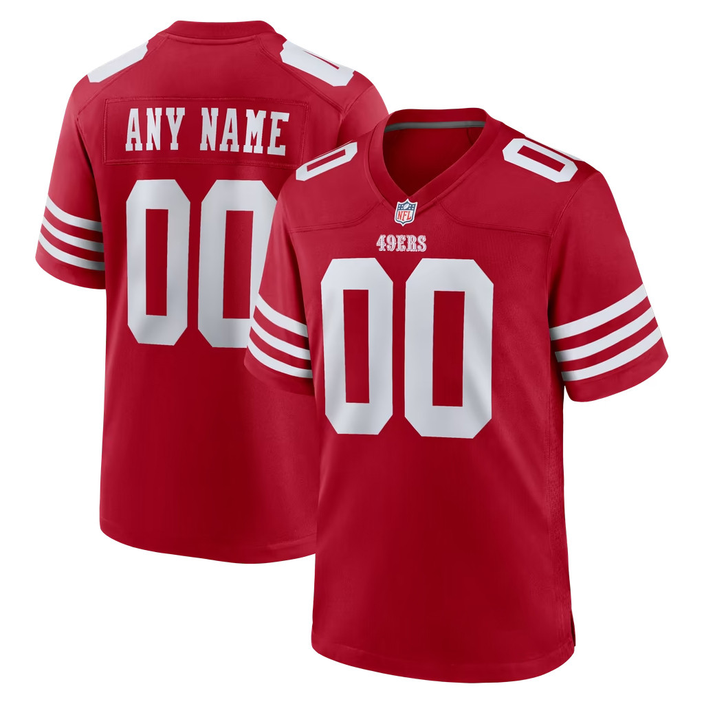 Custom San Francisco 49ers Merch 2026 SF 49ers Scarlet Jersey Presents For Football Fans