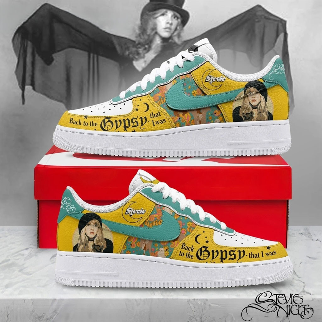 Custom Stevie Nicks Merch Gypsy Lyrics Yellow Teal Graphic Sneakers Gifts For Music Lovers