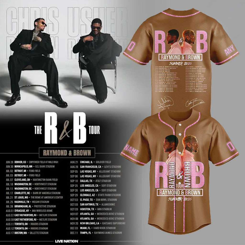 Custom The R&B Tour Merch Raymond And Brown 2026 Baseball Jersey Gift For Music Lovers Custom The R&B Tour Merch Raymond And Brown 2026 Baseball Jersey Gift For Music Lovers