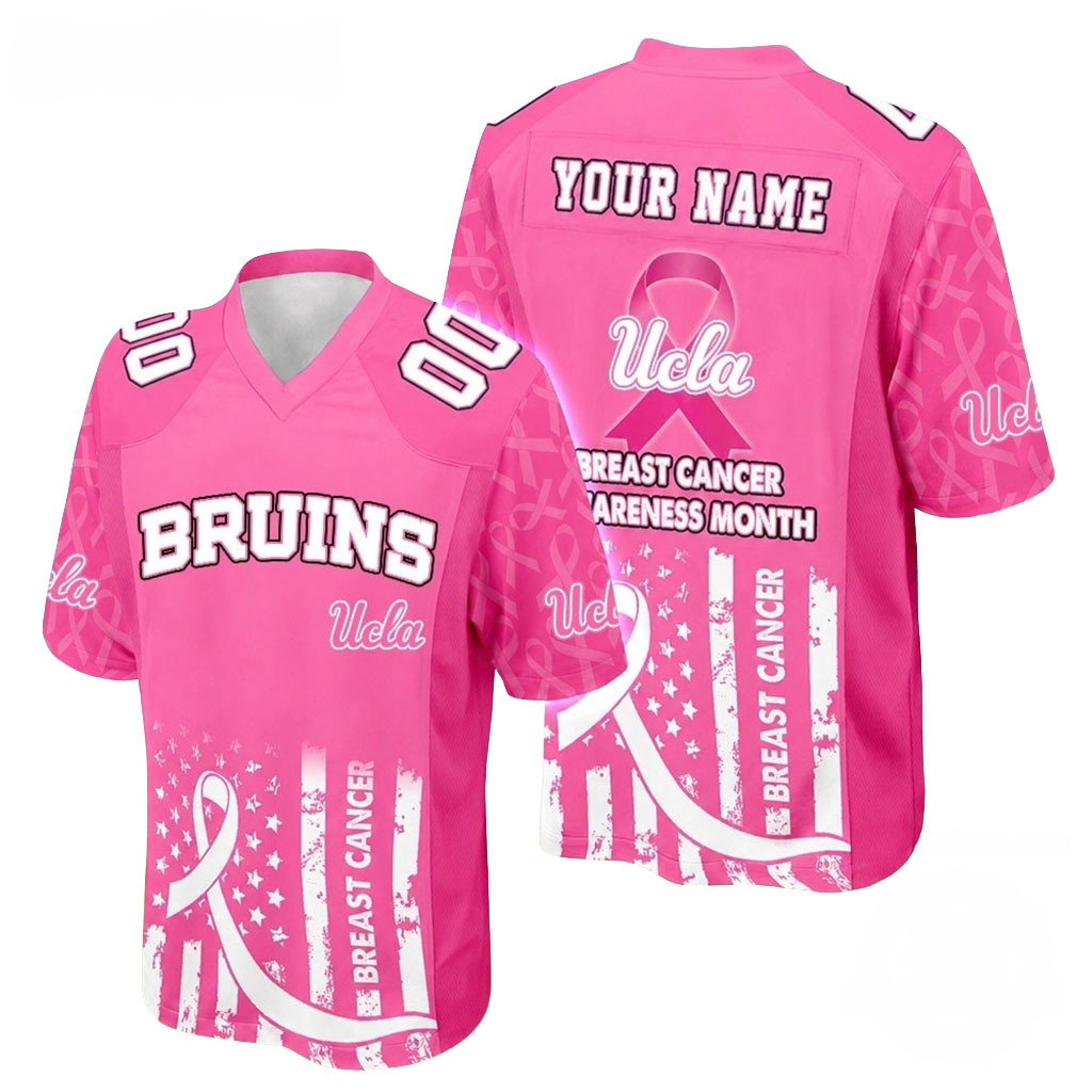 Custom UCLA Bruins Breast Cancer Awareness Month 2026 Football Jersey UCLA Bruins Merch Gifts