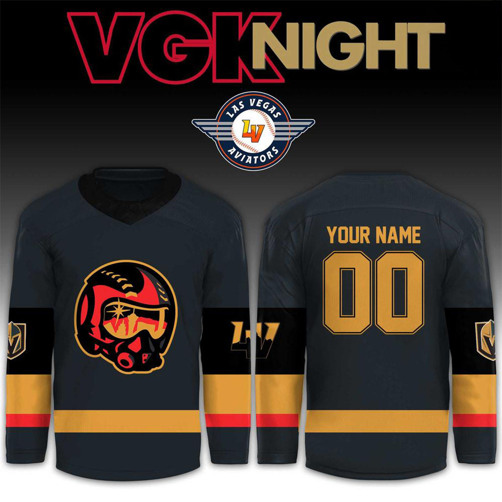 Custom Vegas Golden Knights x Las Vegas Aviators VGK Night Hockey Jersey Gifts For Fans