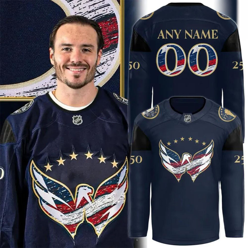 Custom Washington Capitals America 250th Anniversary Hockey Jersey Capitals Merch Fan Gear
