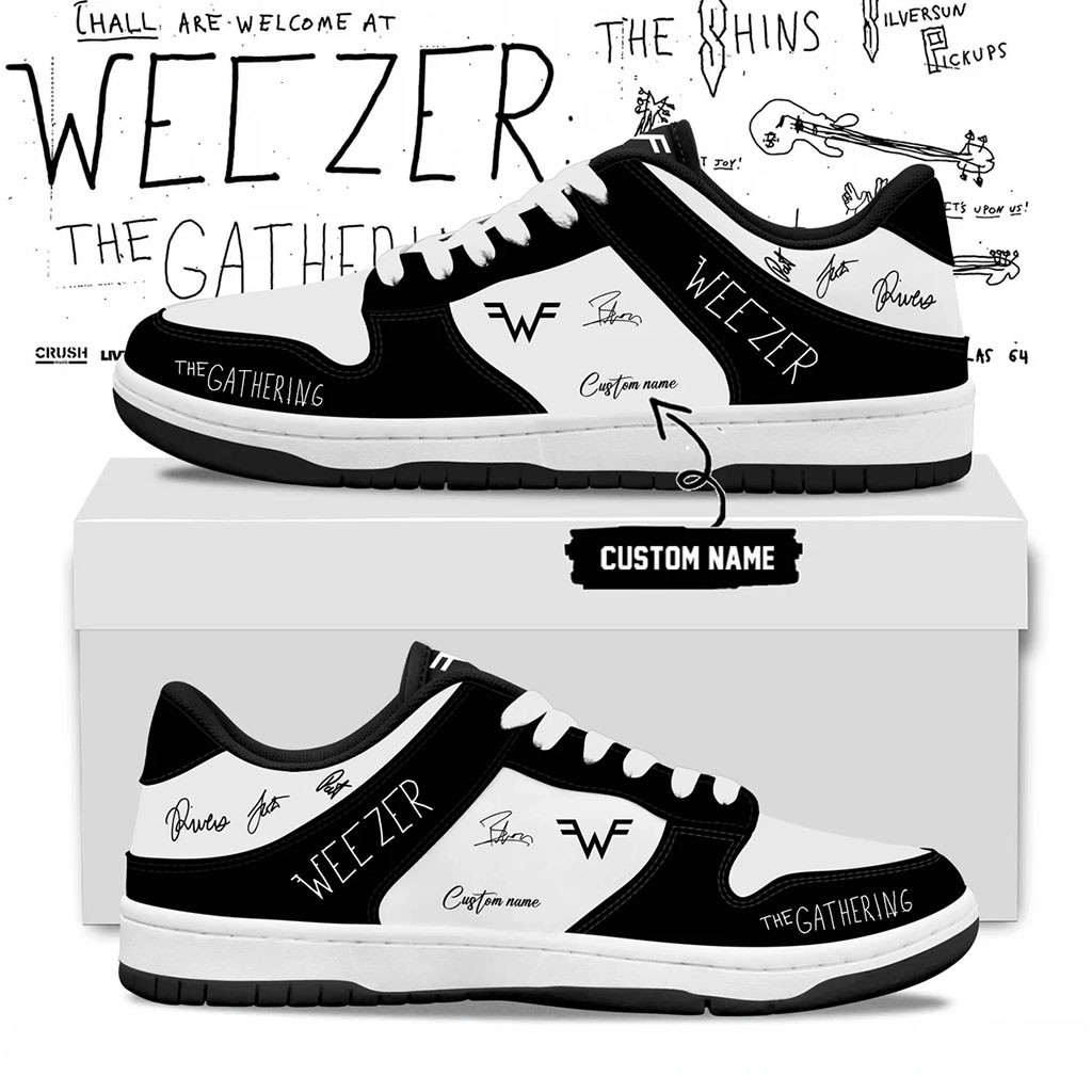 Custom Weezer Merch The Gathering World Wide Signature Shoes Gift Ideas For Rock Lovers Custom Weezer Merch The Gathering World Wide Signature Shoes Gift Ideas For Rock Lovers