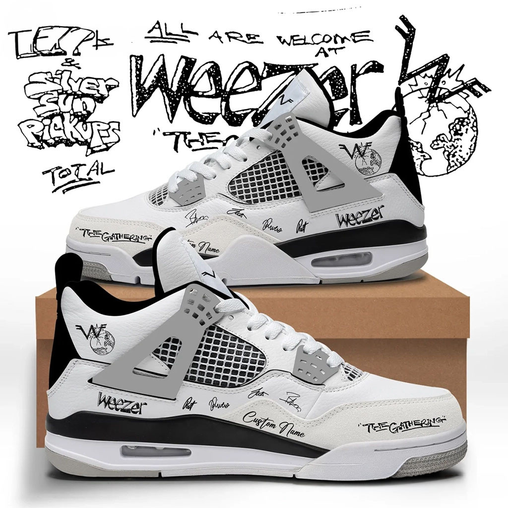 Custom Weezer Merch The Gathering World Wide Signature Shoes Gifts For Music Lovers Custom Weezer Merch The Gathering World Wide Signature Shoes Gifts For Music Lovers