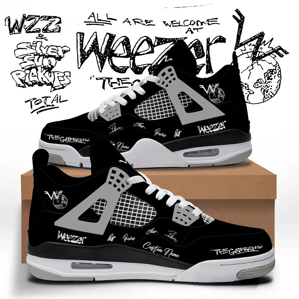 Custom Weezer Merch The Gathering World Wide Signature Sneakers Best Gifts For Rock Fan Custom Weezer Merch The Gathering World Wide Signature Sneakers Best Gifts For Rock Fan