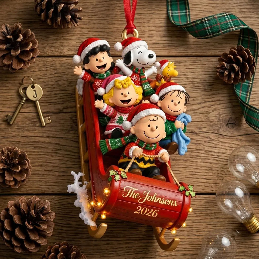 Customized Peanuts Gang Sleigh 2026 Holiday Tree Ornament Cute Christmas Ornaments Fans Gift