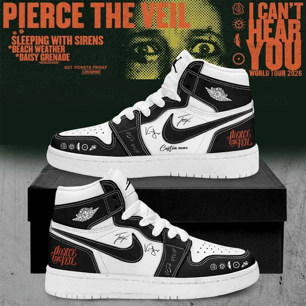 Customized Pierce The Veil Merch I Can't Hear You World Tour 2026 Signature Shoes Her Gift