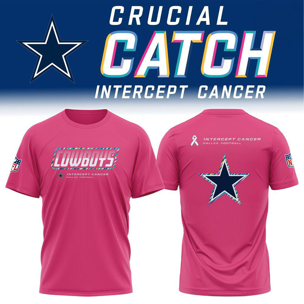 Dallas Cowboys 2026 Crucial Catch Intercept Cancer Graphic T-Shirt Dallas Cowboys Merch Gifts