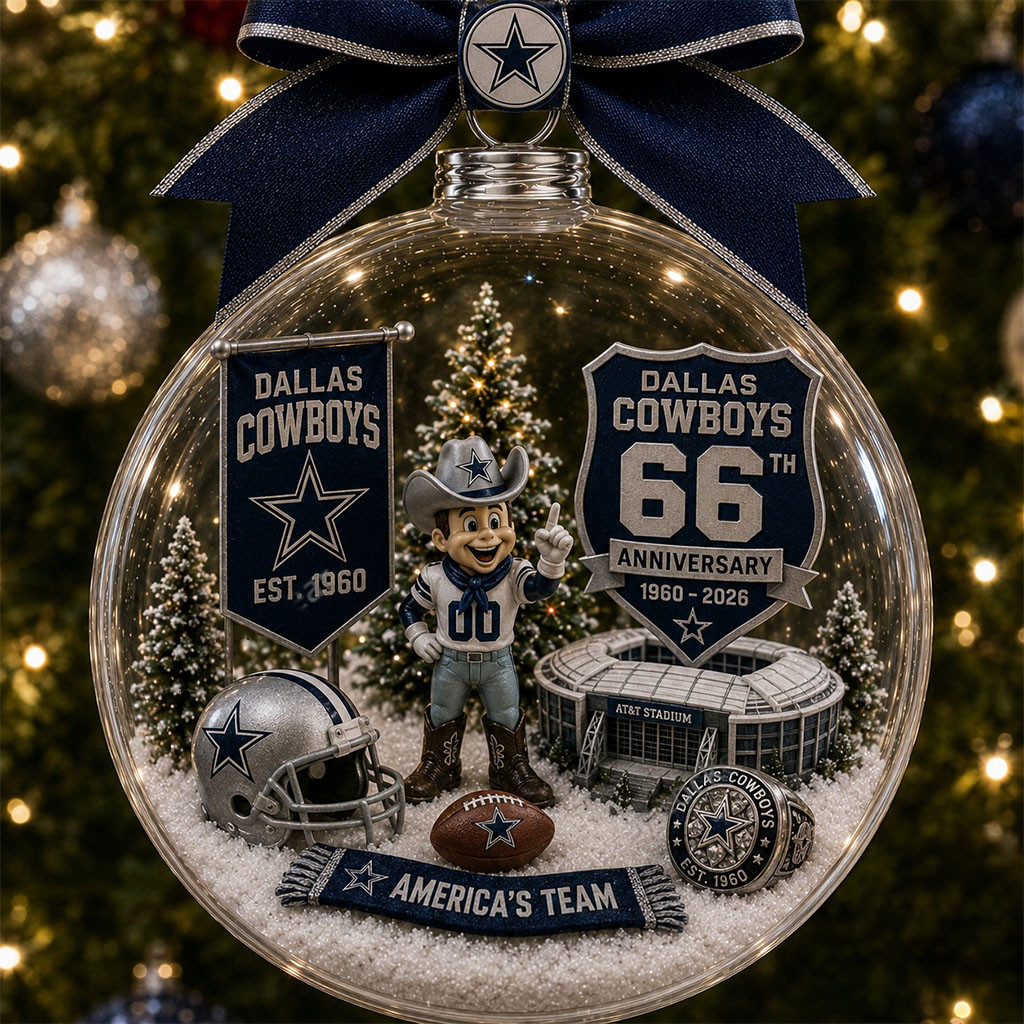 Dallas Cowboys 66th Anniversary 1960-2026 Globe Ornament Cowboys Merch Best Gifts For Fans