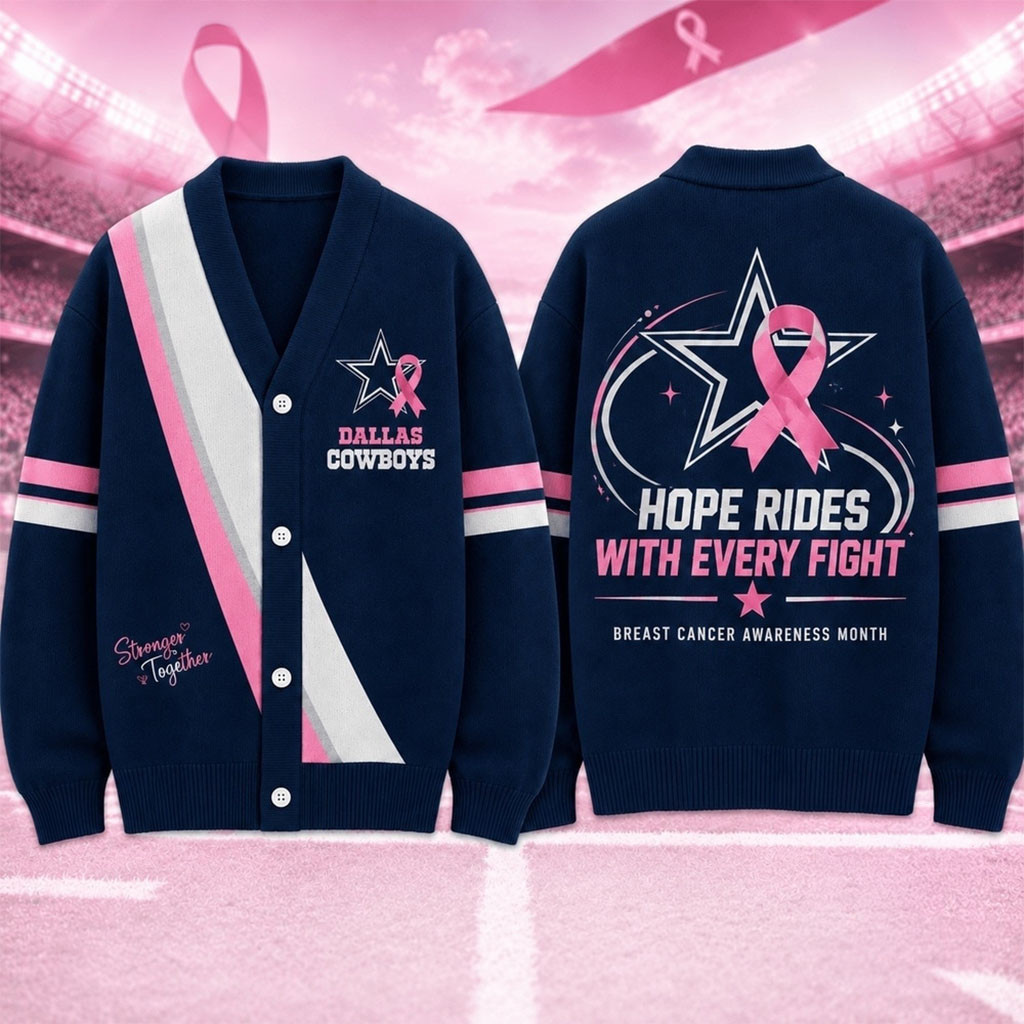 Dallas Cowboys Breast Cancer Hope Rides With Every Fight Cardigan Dallas Football Merch Gifts Dallas Cowboys Breast Cancer Hope Rides With Every Fight Cardigan Dallas Football Merch Gifts