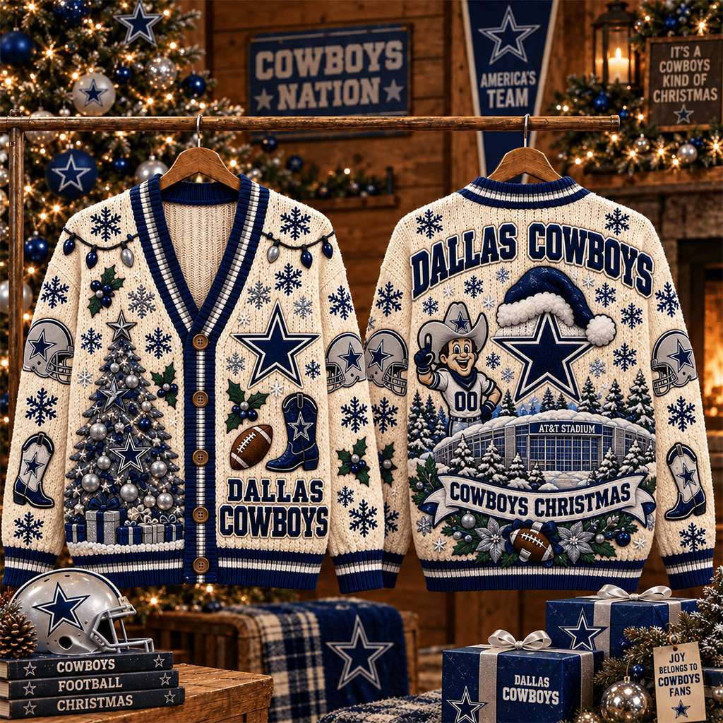 Dallas Cowboys Christmas Cardigan Game Day Apparel Dallas Cowboys Merch Football Related Gifts Dallas Cowboys Christmas Cardigan Game Day Apparel Dallas Cowboys Merch Football Related Gifts