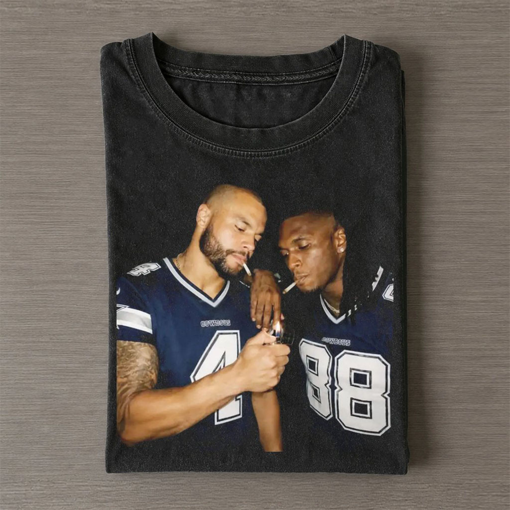 Dallas Cowboys Dak Prescott And CeeDee Lamb Smoking T-Shirt Dallas Cowboys Merch Funny Gifts