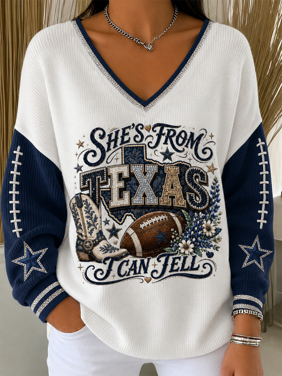 Dallas Cowboys Football Game Day V-Neck Long Sleeve Shirt Cowboys Merch Gifts For Fan Dallas Cowboys Football Game Day V-Neck Long Sleeve Shirt Cowboys Merch Gifts For Fan