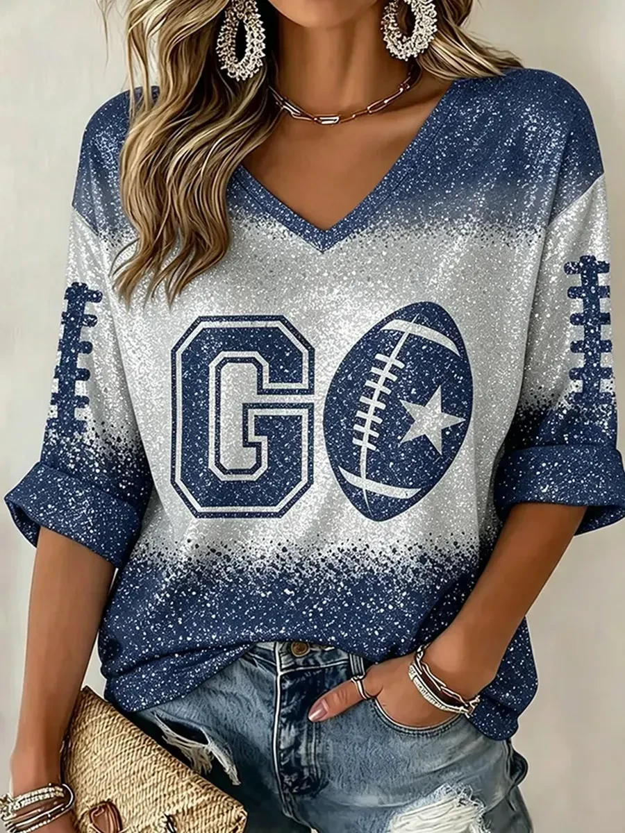 Dallas Cowboys Game Day V-Neck Long Sleeve Shirt Go Cowboys Merch Dallas Football Fan Gifts