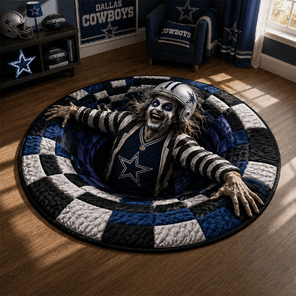 Dallas Cowboys Merch 2026 Halloween Zombie Quilted Round Mat Present For Football Fans