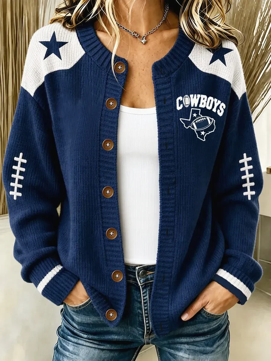 Dallas Cowboys Merch Dallas Football Game Day Cardigan Women Gifts For Cowboys Fan