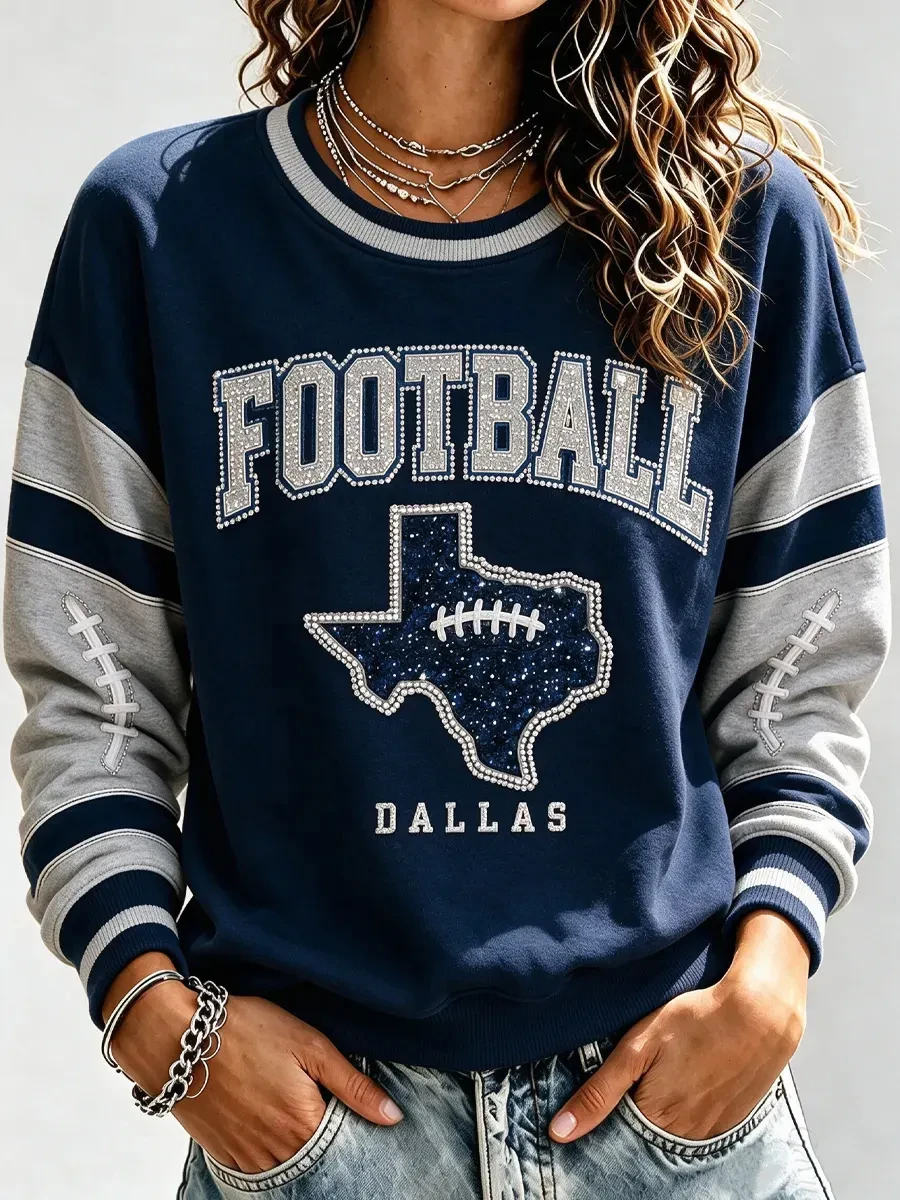 Dallas Cowboys Merch Dallas Football Sweatshirt Game Day Navy Apparel Football Fan Gift