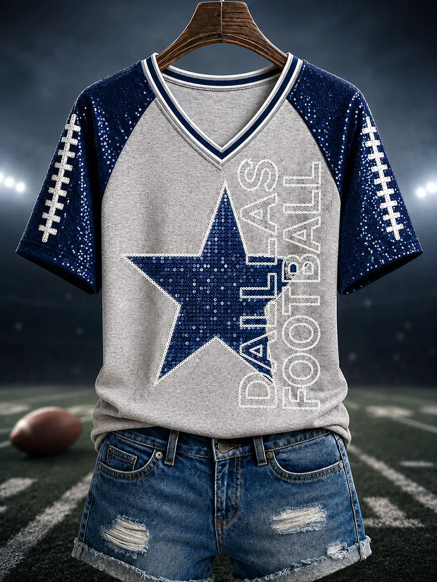Dallas Cowboys Merch Dallas Football V-Neck Shirt Game Day Apparel Cowboys Lover Gift