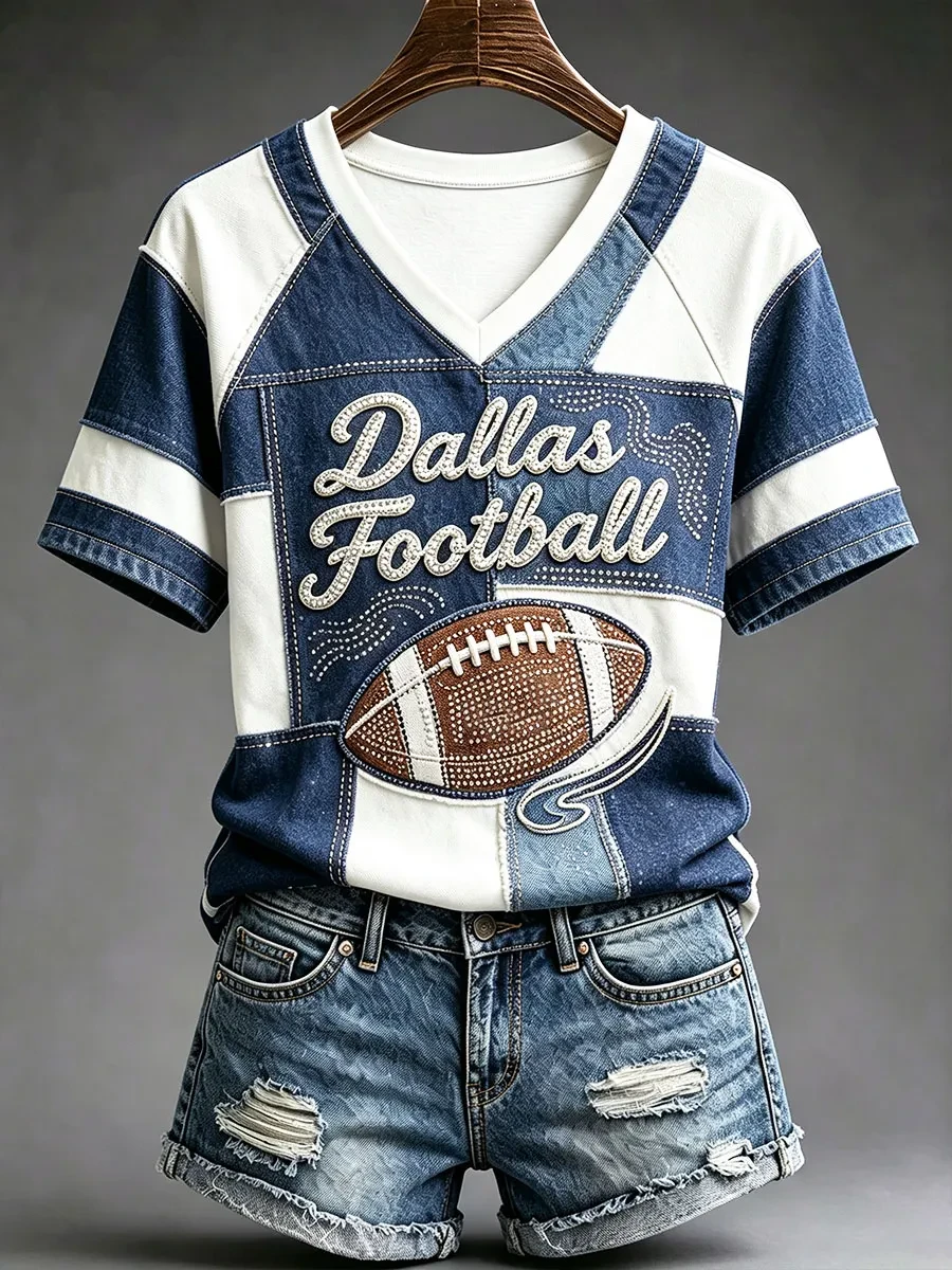 Dallas Cowboys Merch Dallas Football V-Neck Shirt Game Day Clothing Gifts For Cowboys Fan