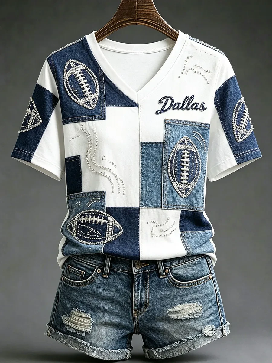 Dallas Cowboys Merch Dallas Football V-Neck Shirt Game Day Fan Gifts Women Dallas Cowboys Merch Dallas Football V-Neck Shirt Game Day Fan Gifts Women