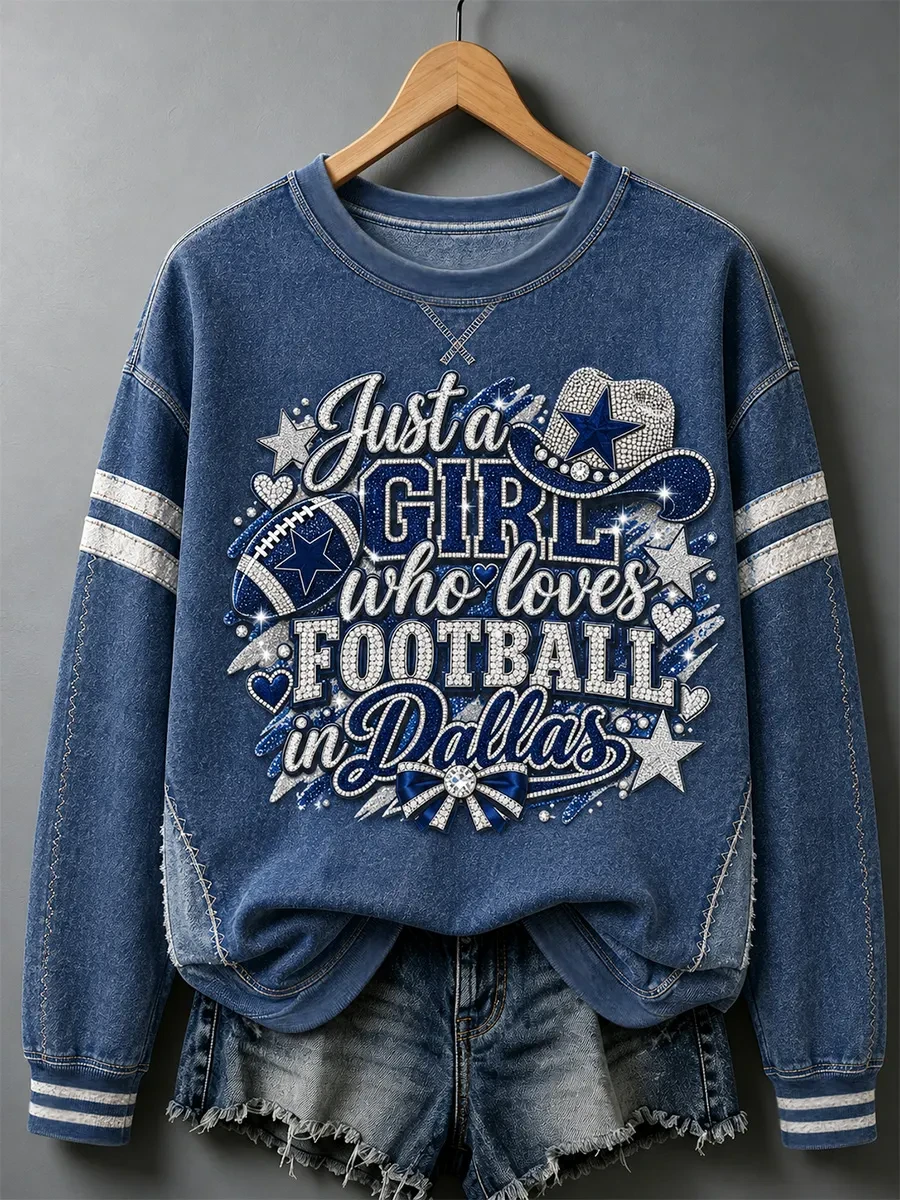 Dallas Cowboys Merch Just A Girl Who Loves Football Dallas Long Sleeve Shirt Game Day Gear