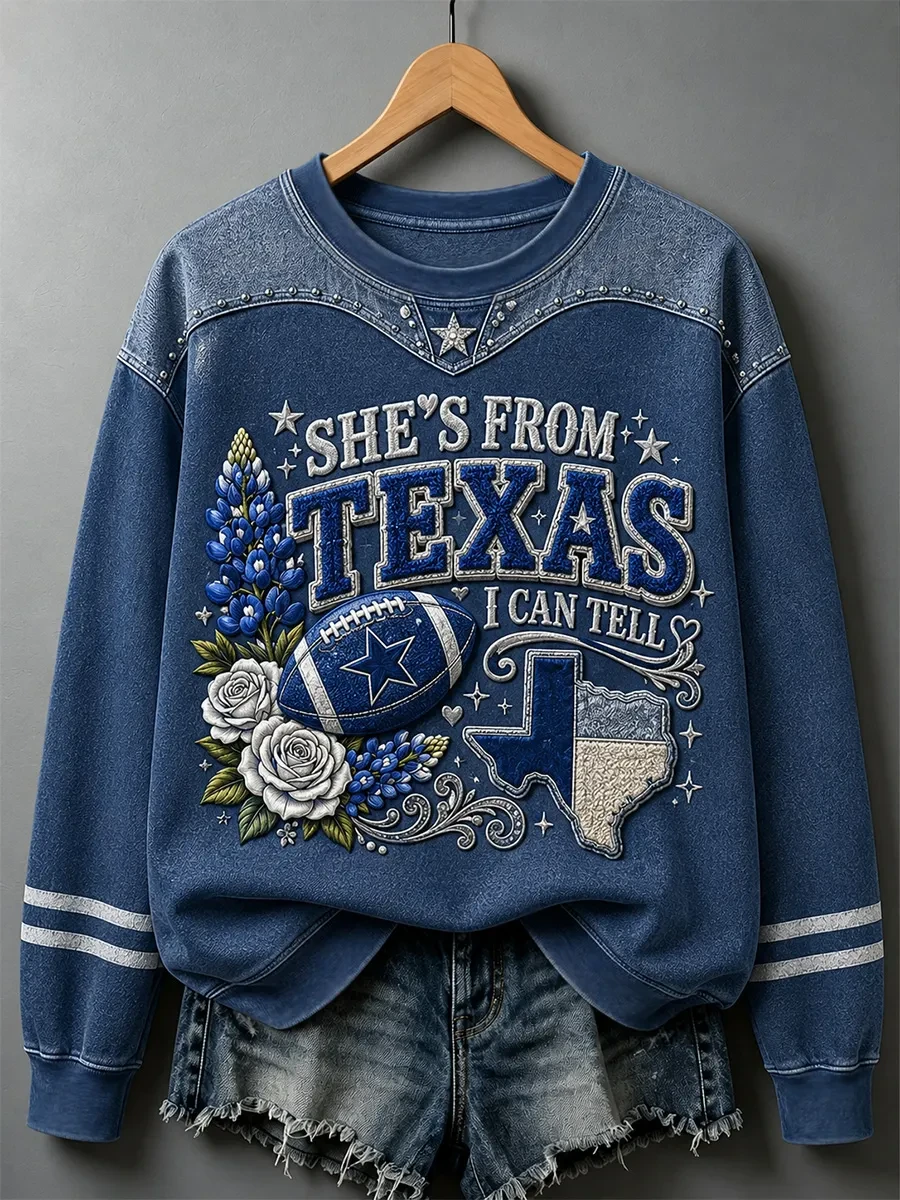 Dallas Cowboys Merch She's From Texas I Can Tell Dallas Football Sweatshirt Football Fan Gift