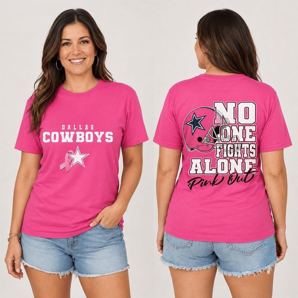Dallas Cowboys No One Fight Alone Pink Out T-Shirt Cowboys Merch Best Gifts For Football Fans