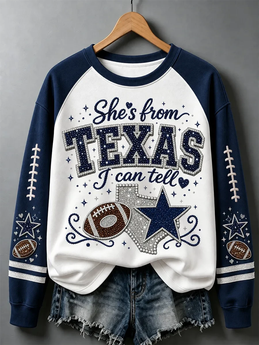 Dallas Cowboys She's From Texas I Can Tell Long Sleeve Shirt Cowboys Merch Dallas Football Gear