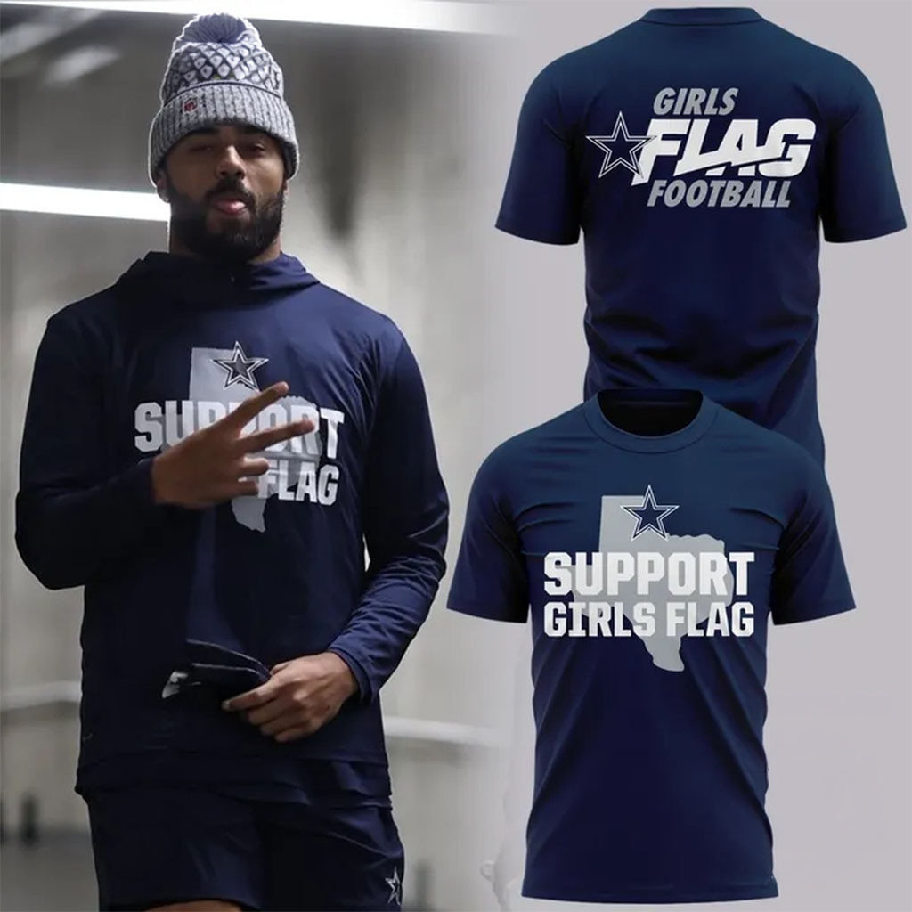 Dallas Cowboys Support Girls Flag T-Shirt Dallas Cowboys Merch 2026 Cool Football Gifts