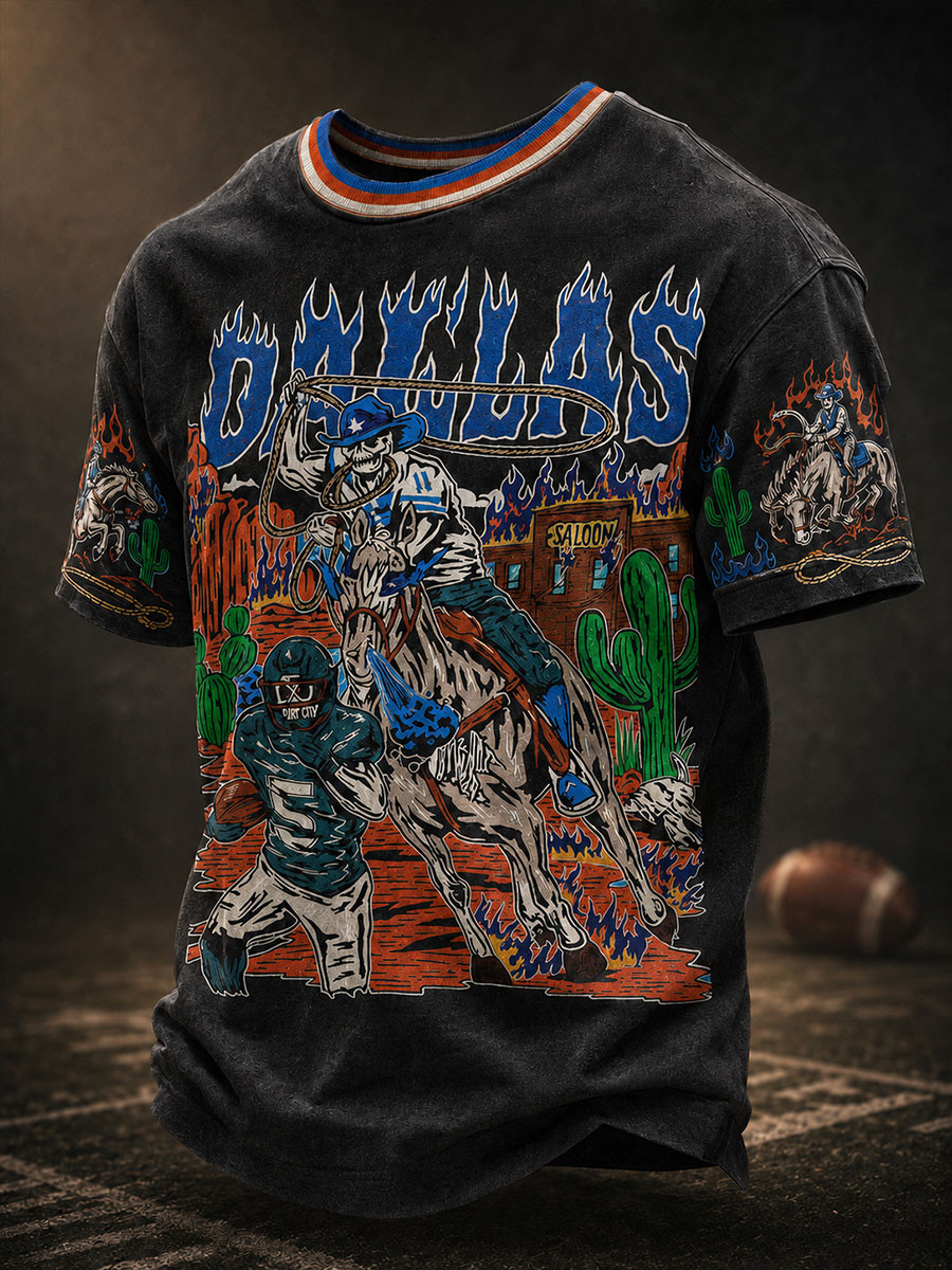 Dallas Cowboys Vintage Style Shirt Football Skull Tee Cowboys Merch Presents For Football Fans
