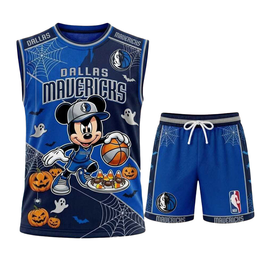 Dallas Mavericks Mickey Mouse Halloween Basketball Muscle Tank And Shorts Mavericks Merch Gifts