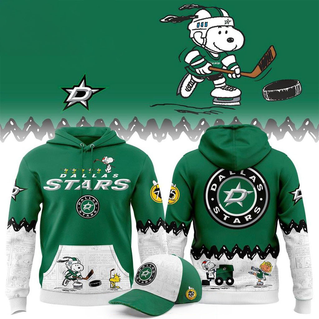 Dallas Stars Peanuts Night 2026 Snoopy Christmas Hoodie Dallas Stars Merch Gift For Hockey Fans