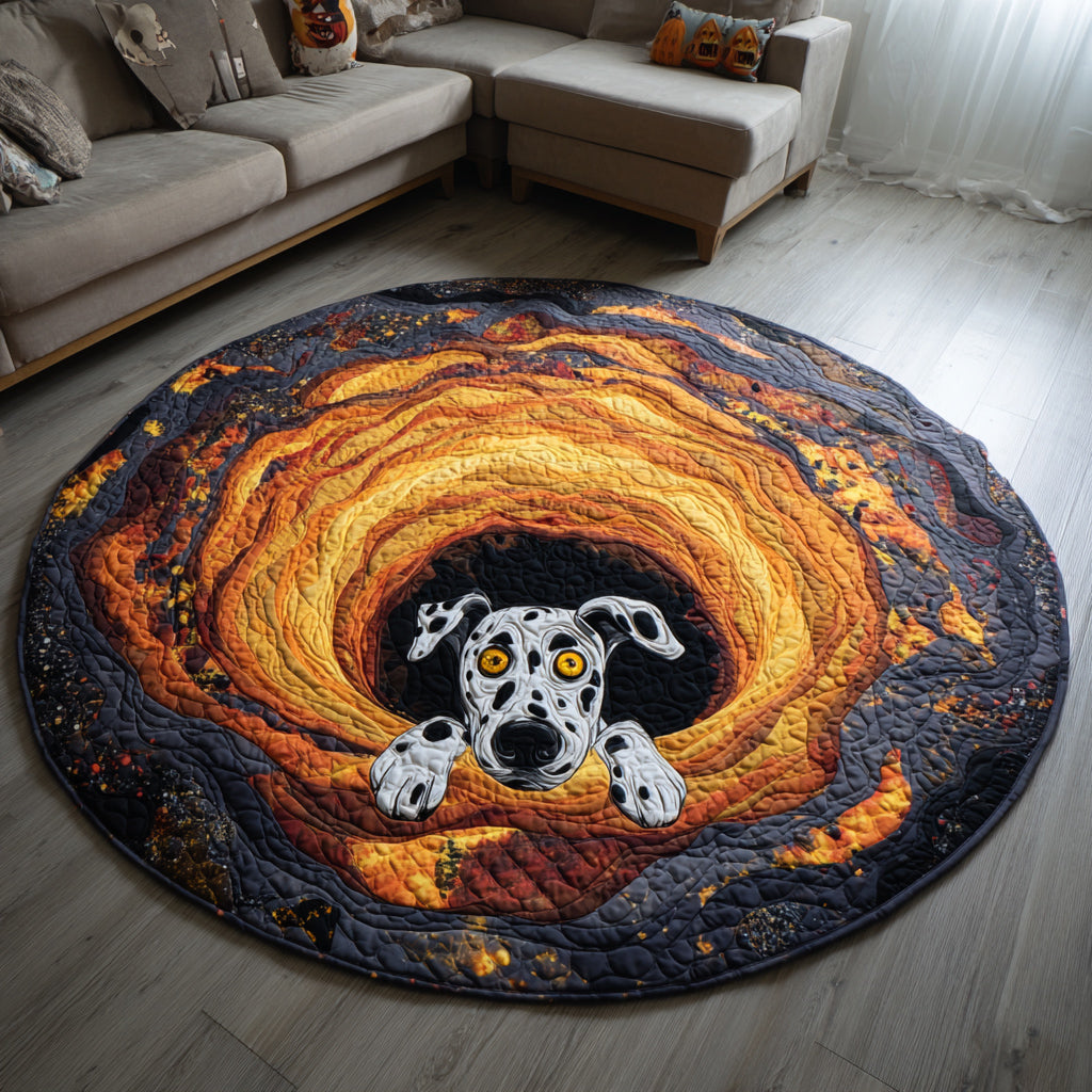 Dalmatian Fire Pit Quilted Round Mat Horror Living Room Decor House Warming Gift Idea