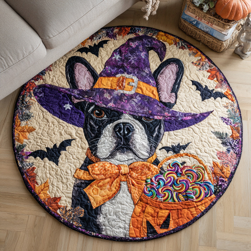 Dapper French Bulldog Quilted Round Mat Decorate Living Room For Halloween Great New Home Gifts