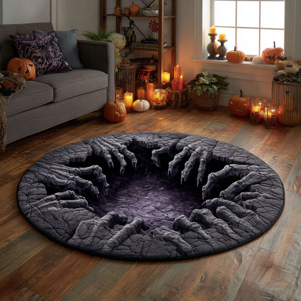 Dark Abyss Quilted Round Mat Round Rug Carpet Gifts For Halloween Lovers Dark Abyss Quilted Round Mat Round Rug Carpet Gifts For Halloween Lovers