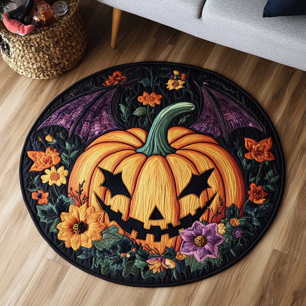 Dark Harvest Quilted Round Mat Living Room Halloween Decorations Indoor Housewarming Gifts