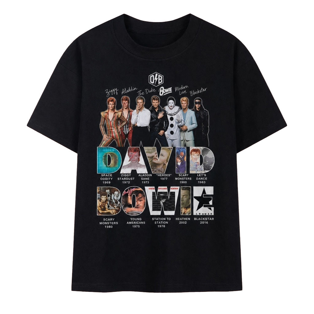 David Bowie Eras Albums Discography Vintage Graphic T-Shirt David Bowie Merch Gifts For Fans David Bowie Eras Albums Discography Vintage Graphic T-Shirt David Bowie Merch Gifts For Fans