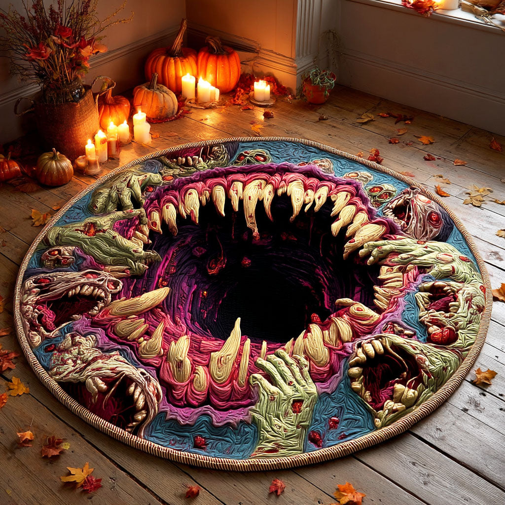 Death Maw Pit Quilted Round Mat Modern Living Room Good Halloween Gifts