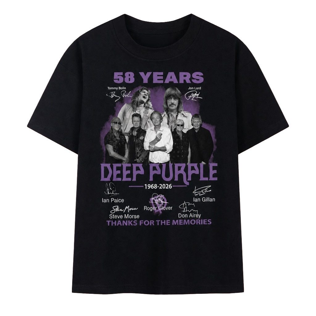 Deep Purple 58 Years 1968 2026 Cast Signatures Rock T-Shirt Deep Purple Merch Gifts For Rock Fan