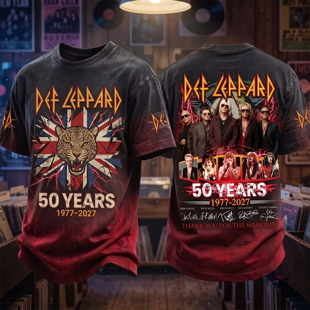 Def Leppard 50 Years Anniversary 1977-2027 T-Shirt Def Leppard Merch Rock Band Fan Gifts