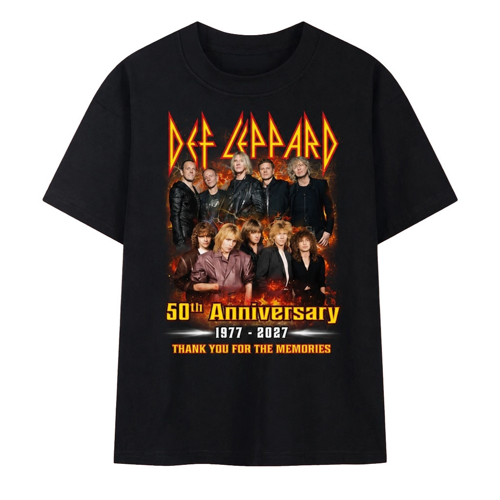 Def Leppard 50th Anniversary 1977 2027 Thank You For The Memories T-Shirt Def Leppard Merch