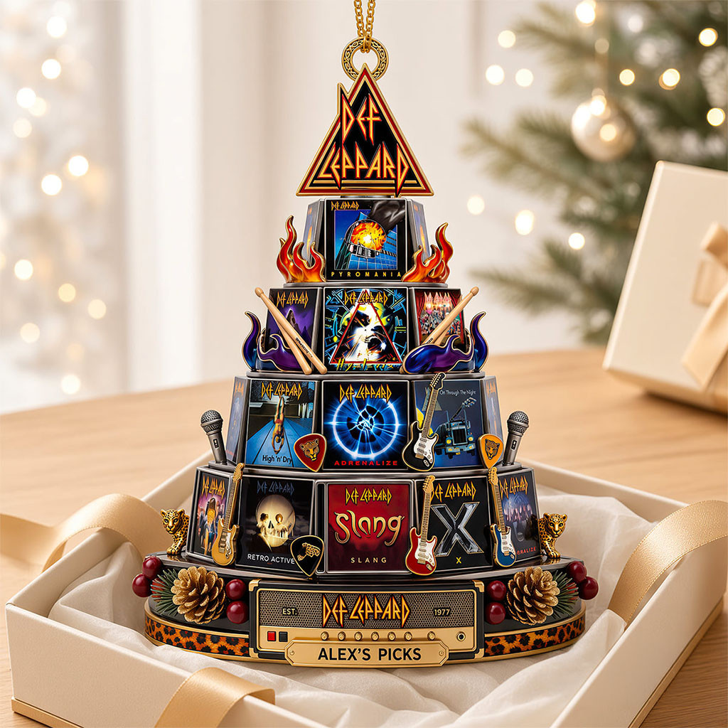 Def Leppard Iconic Album Covers Tiered Acrylic Christmas Ornament Def Leppard Merch Xmas Gifts Def Leppard Iconic Album Covers Tiered Acrylic Christmas Ornament Def Leppard Merch Xmas Gifts