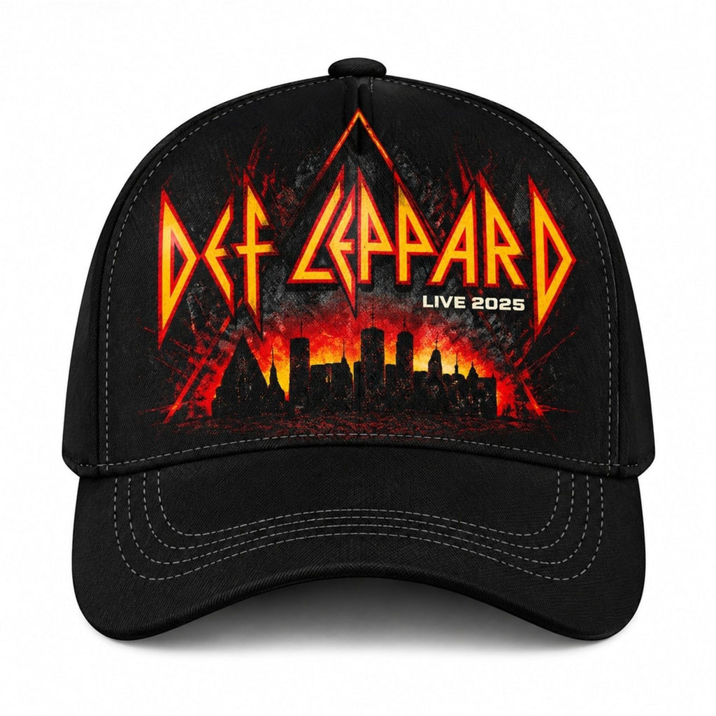 Def Leppard Live 2025 Concert Skyline Logo Classic Baseball Hat Def Leppard Merch Rock Fan Gift